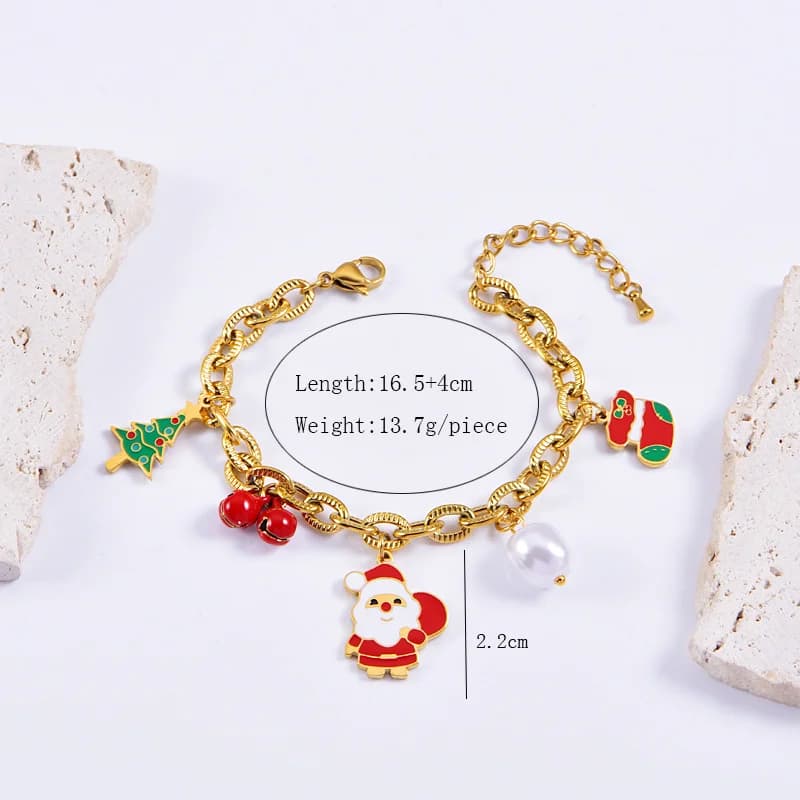 Pulsera de charms de muñeco de nieve en acero inoxidable