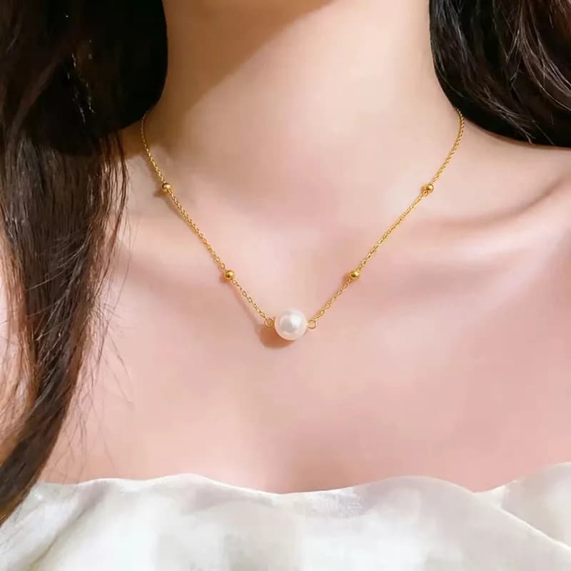 Collar con Colgante de Perla Natural de Agua Dulce