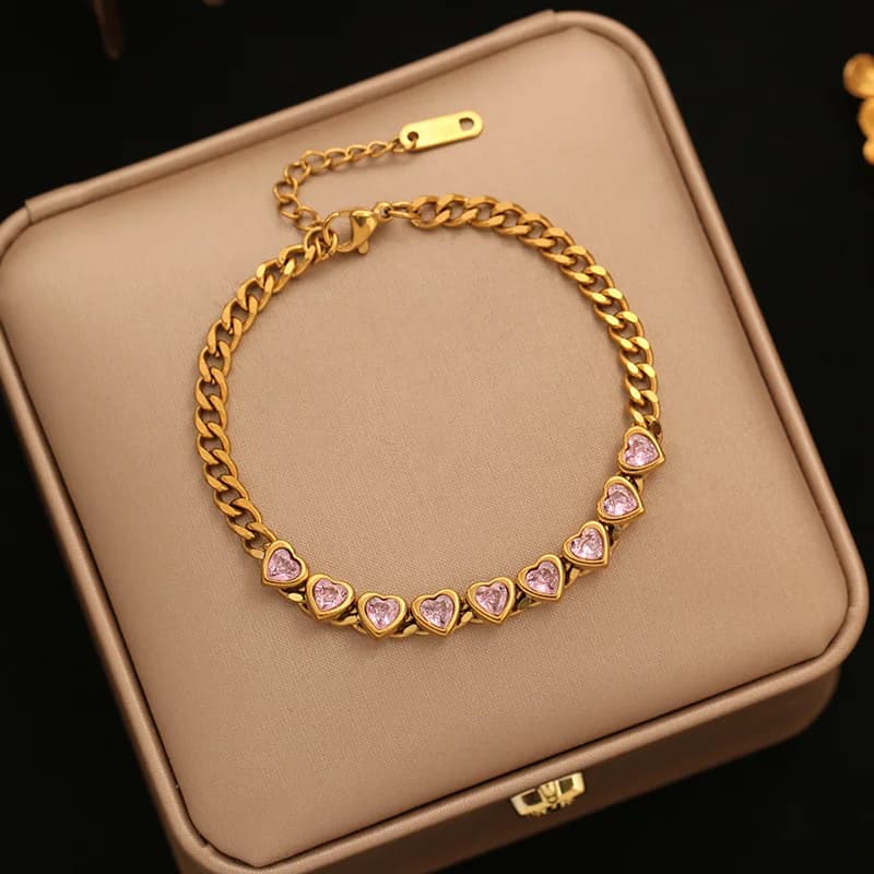 Brazalete de cadena con cuentas doradas