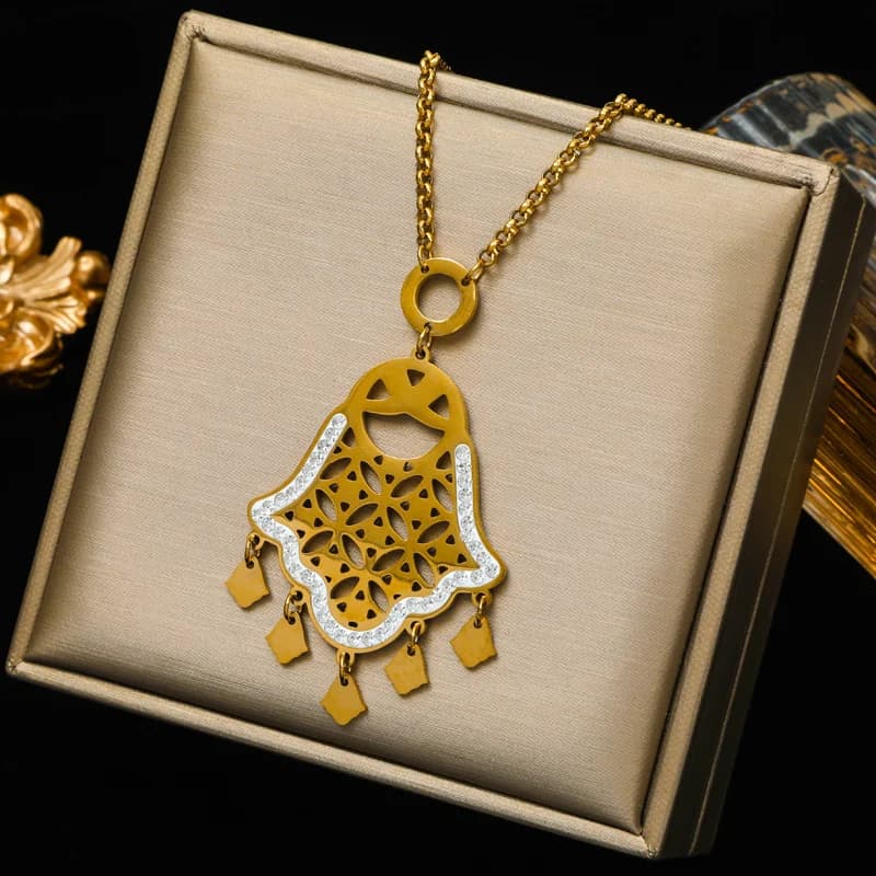 Set de Collar y Pendientes con Amuletos de Ojo y Mano Vintage