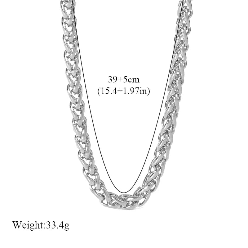 Collar gargantilla de cadena plateada en acero inoxidable