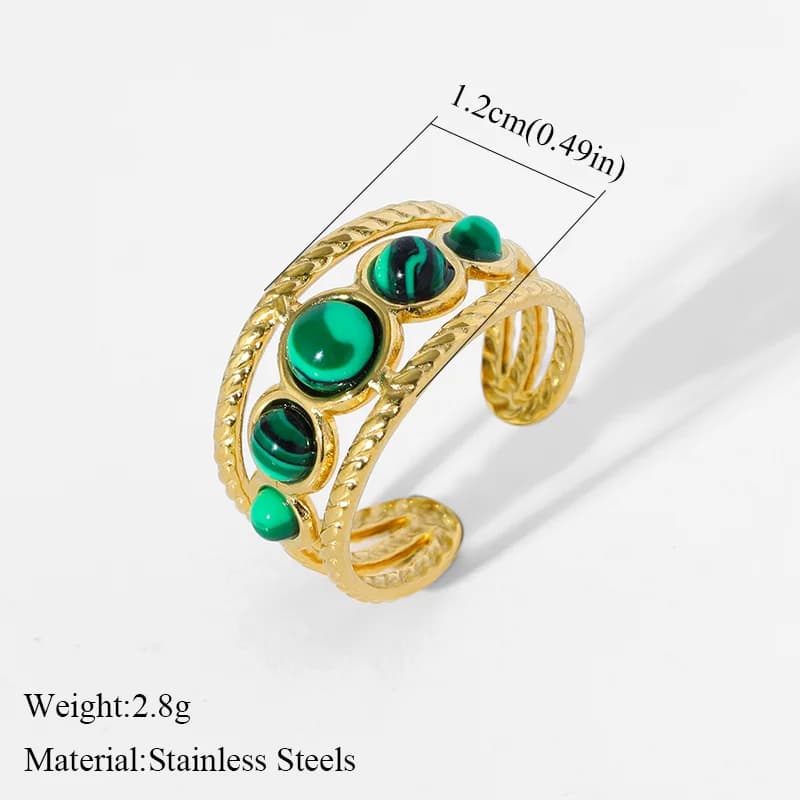 Anillo abierto de acero inoxidable con circonia blanca