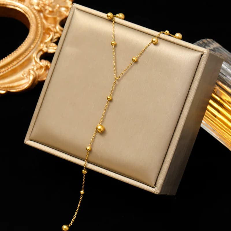Collar de cuentas sólidas de acero inoxidable