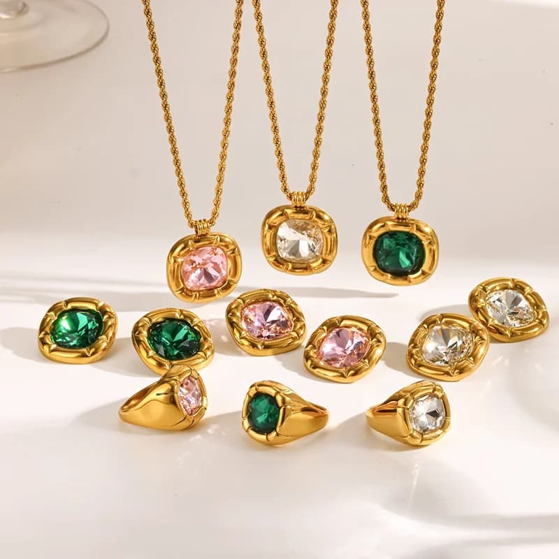 Set de Choker y Pendientes de Zirconia Cúbica