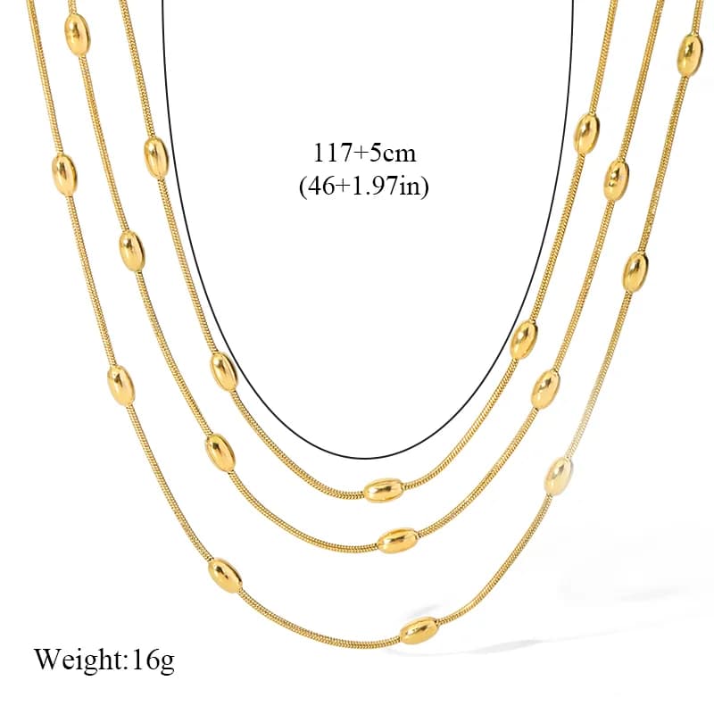 Set de collar y pulsera de cadena apilable multicapa en color dorado