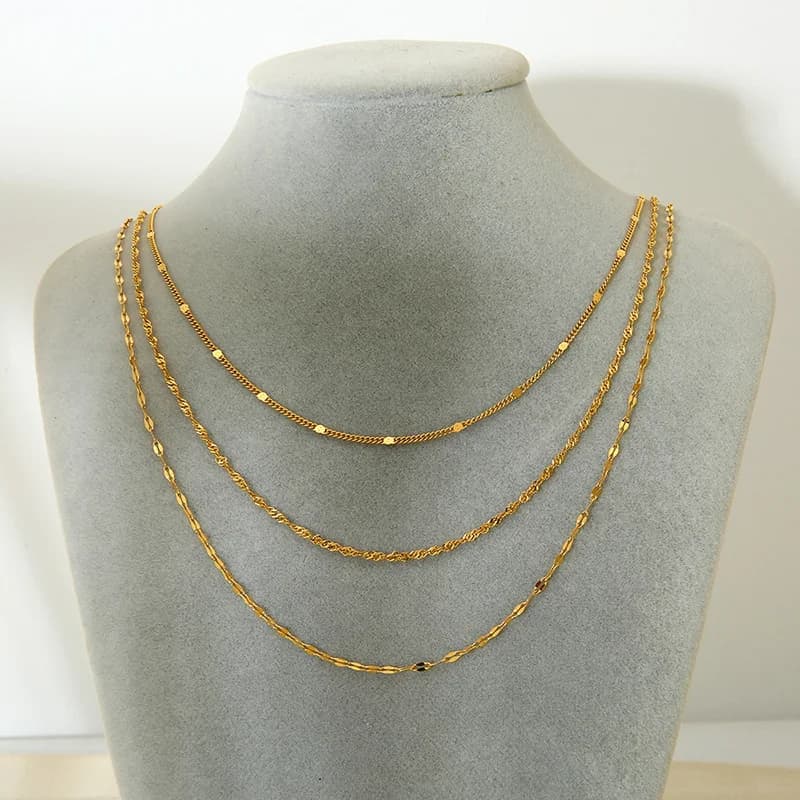 Collar de cadena apilada por capas de acero inoxidable