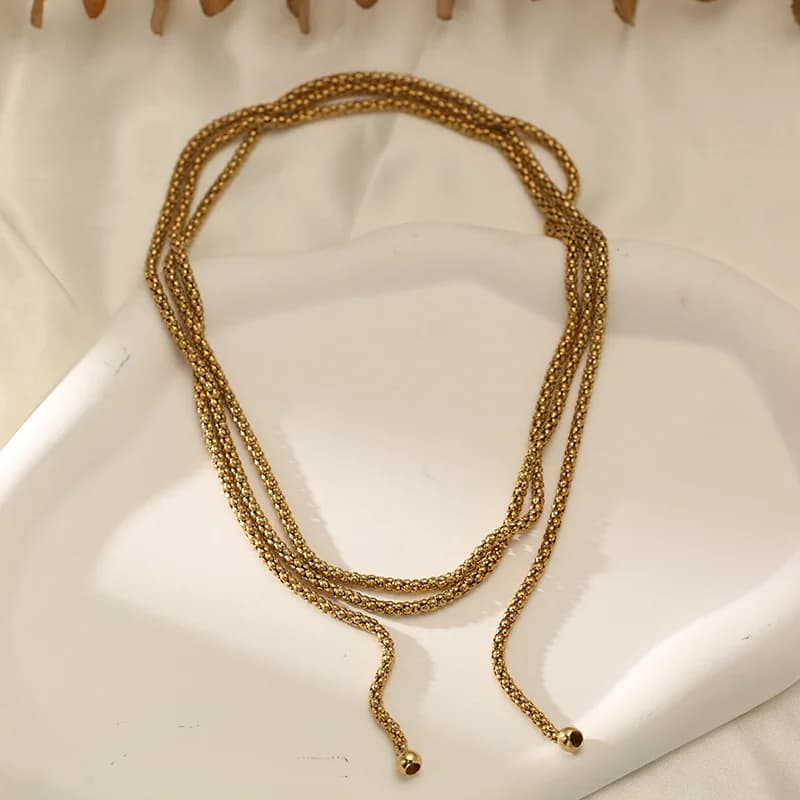 Collar Largo de Capas con Cadena