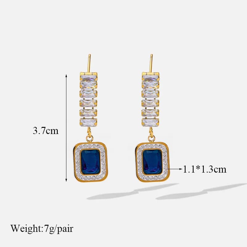 Set de collar y pendientes de cadena serpiente con circonia azul