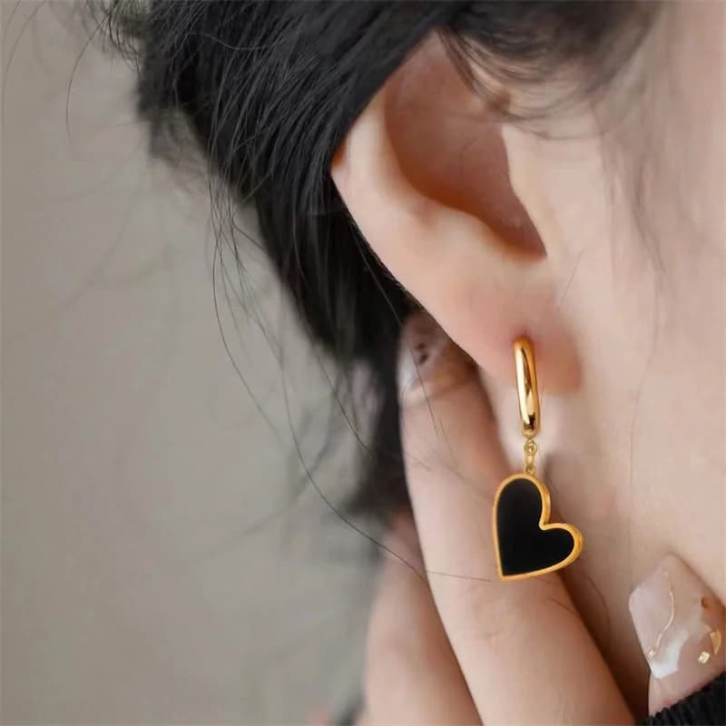 Pendientes Colgantes de Sol, Luna y Corazón, Acero Inoxidable