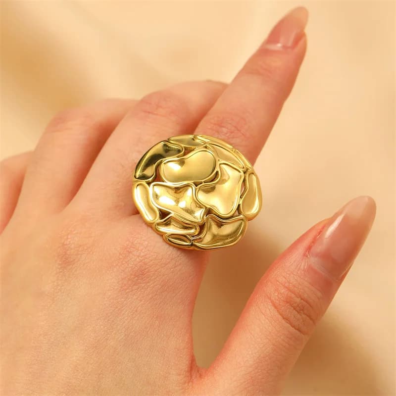 Anillo de Libélula, Acero Inoxidable Chapado en Oro 18K