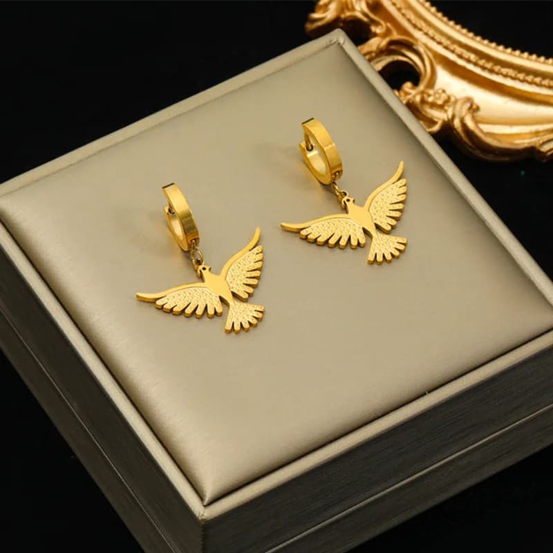 Pendientes Colgantes Fénix Leopardo Cruz Perla