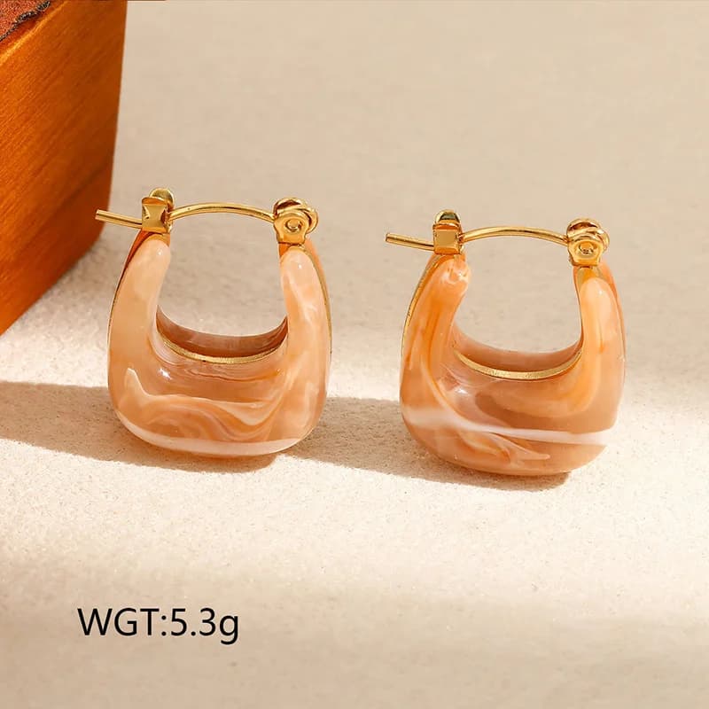 Pendientes de Aro Vintage en Forma de U de Resina