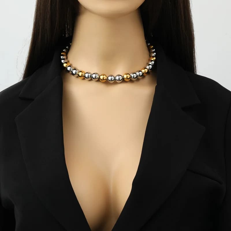 Set de Collar y Pulsera con Cuentas Sólidas, 2 Colores