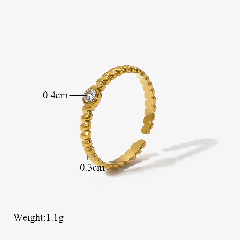 Anillo de acero inoxidable tipo cuff abierto para mujer