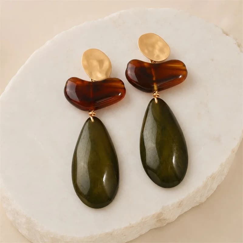 Pendientes colgantes vintage de resina