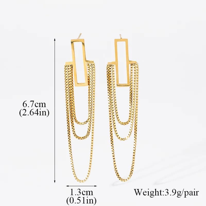 Pendientes colgantes con borlas color oro