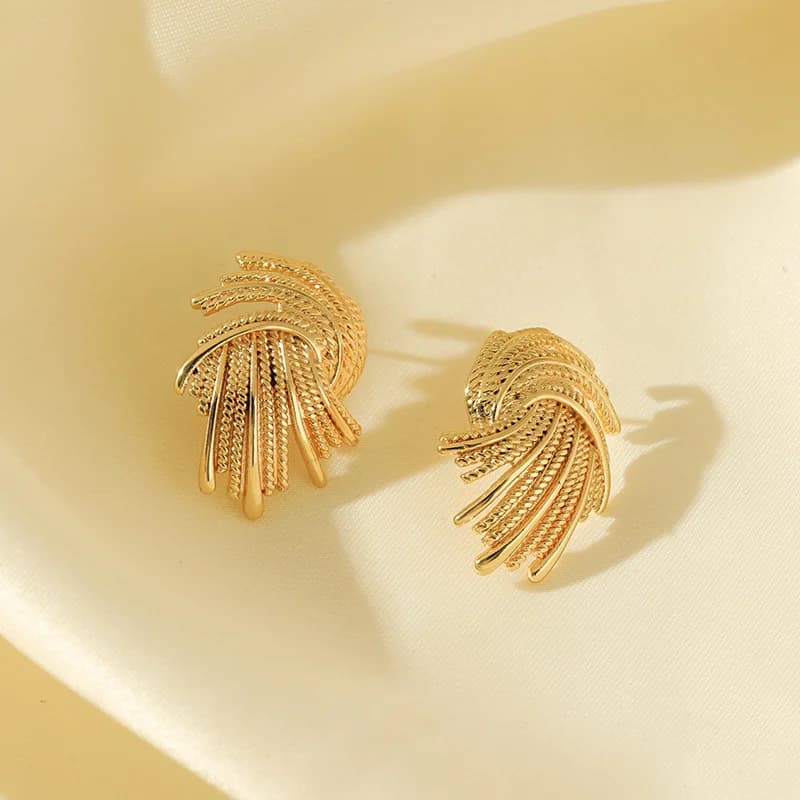 Pendientes de Botón Creativos con Baño de Oro 18K