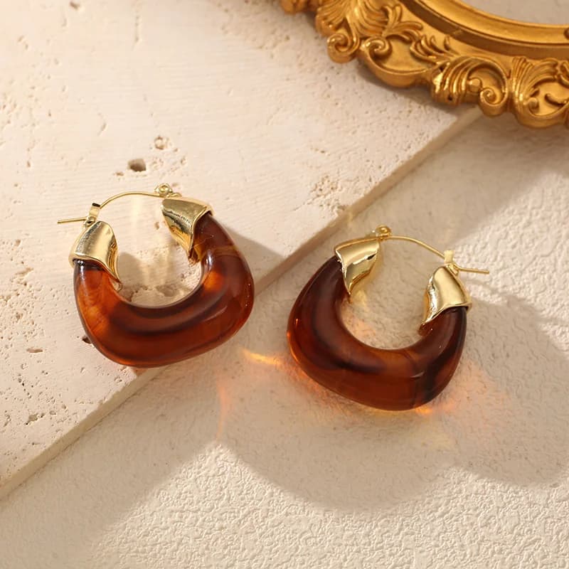 Pendientes Colgantes Vintage Sol Estrella Ámbar