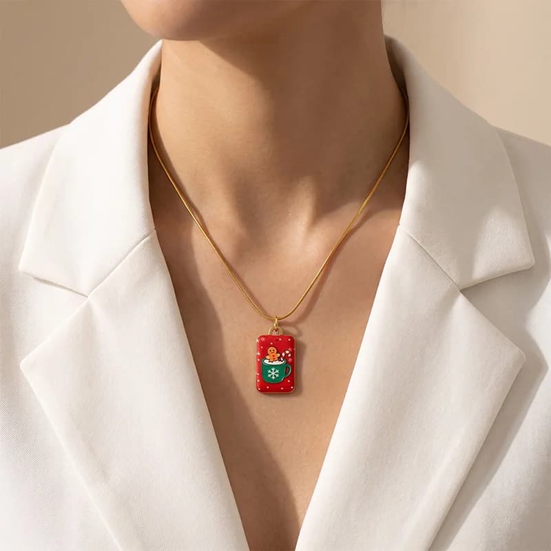 Collar con Colgante de Esmalte Reno
