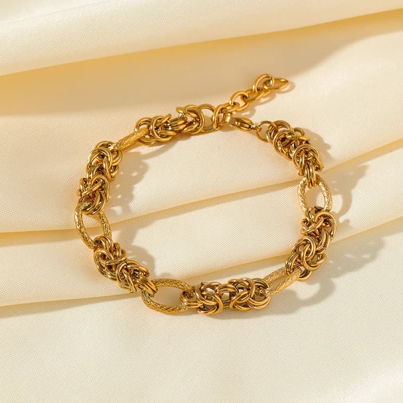 Pulsera de Acero Inoxidable Dorada Gruesa Estilo Hip-Hop