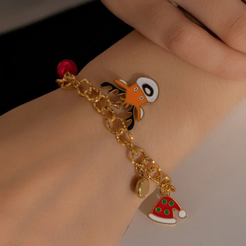 Pulsera de charms de muñeco de nieve en acero inoxidable