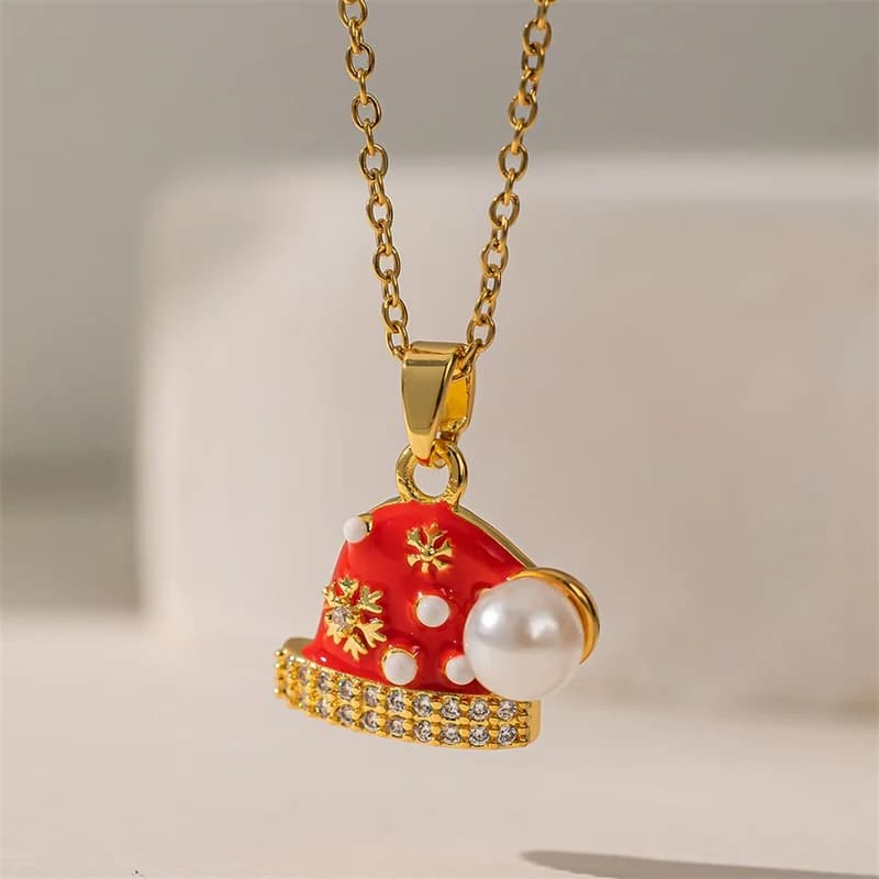 Collar con colgante de calcetín navideño