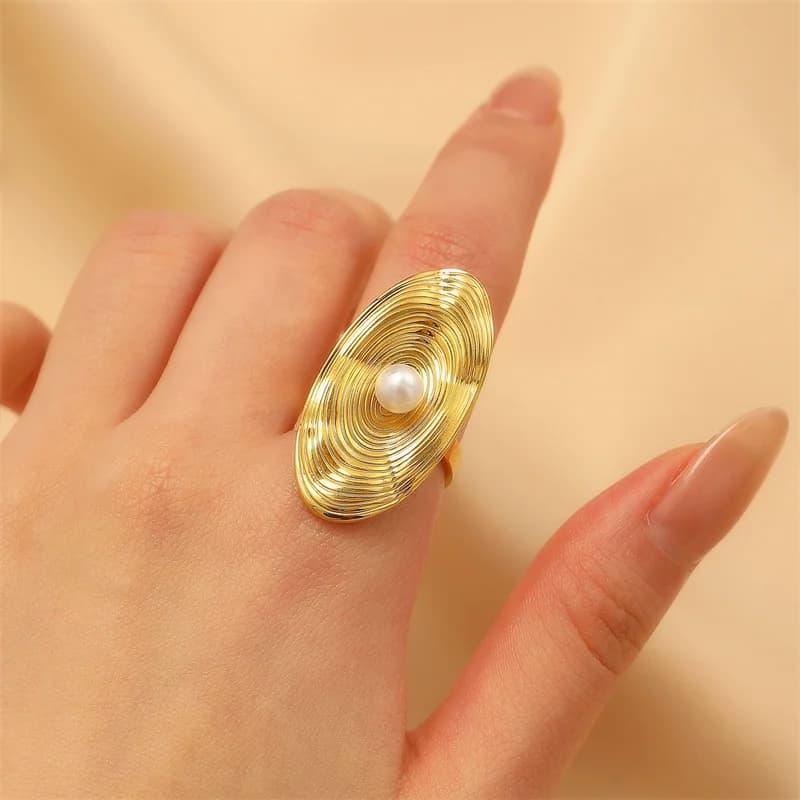 Anillo de Libélula, Acero Inoxidable Chapado en Oro 18K