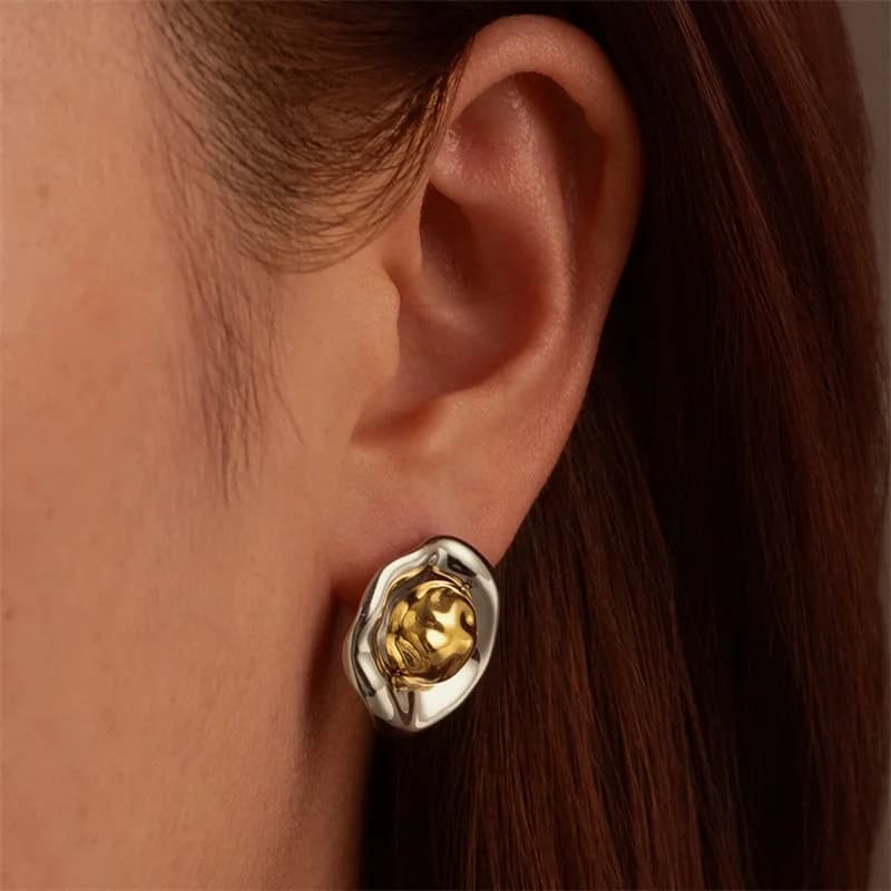 Pendientes de Aro Geométricos de Acero Inoxidable