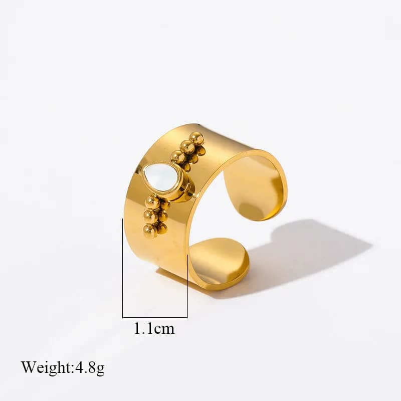 Anillo de acero inoxidable tipo cuff abierto para mujer