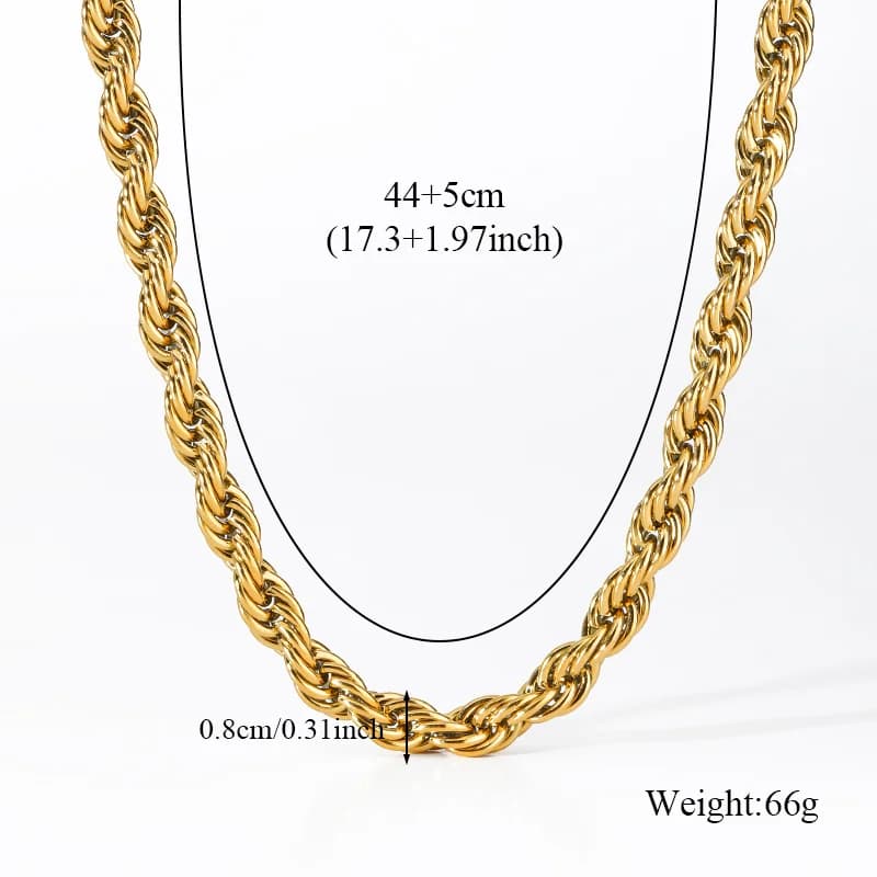Set de Collar y Pulsera de Cadena Trenzada de 8mm de Grosor