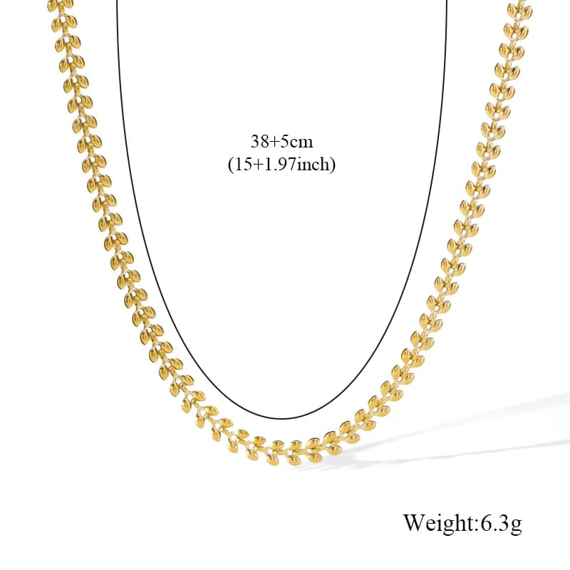 Collar de cadena espiga, baño de oro 18K texturizado