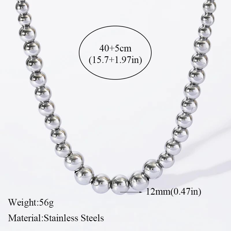 Set de Collar y Pulsera con Cuentas Sólidas Doradas y Plateadas