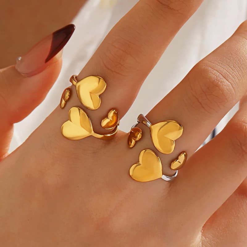 Anillo Ajustable de Corazón en Acero Inoxidable 316L