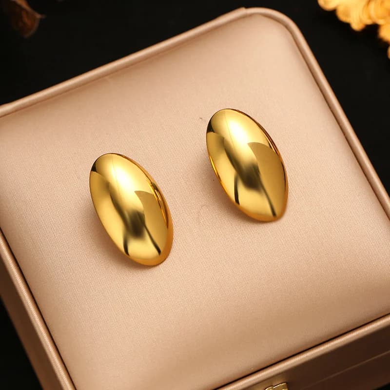 Pendientes de Botón con Forma de Corazón Geométrico, Color Dorado