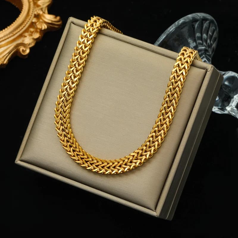 Collar de cadena cubana gruesa, dorado o plateado