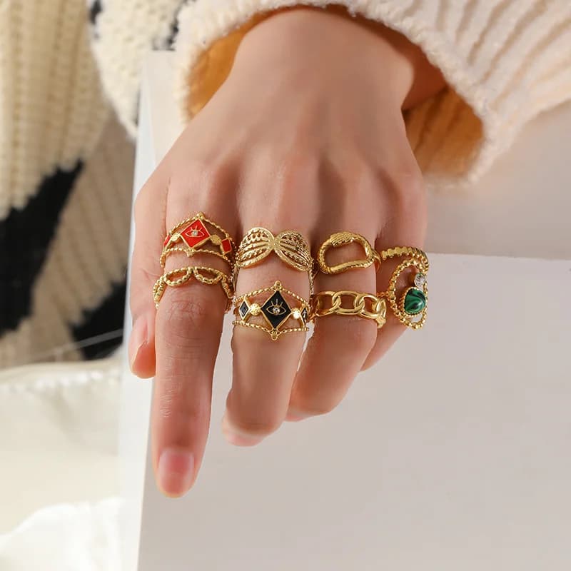 Anillo de acero inoxidable tipo cuff abierto para mujer