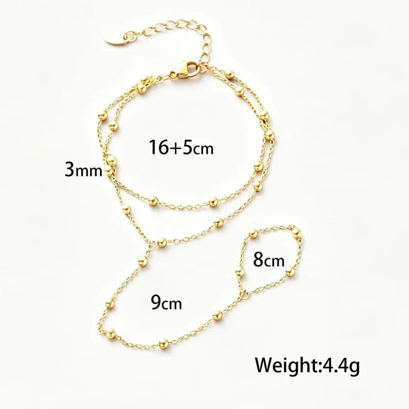 Pulsera de cadena con cuentas metálicas texturizadas