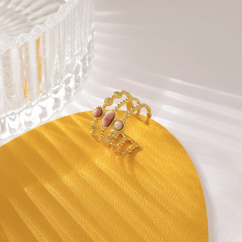Anillo abierto de acero inoxidable con circonia blanca