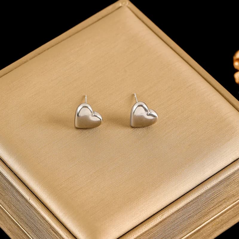 Set de collar y pendientes con corazón brillante, plata
