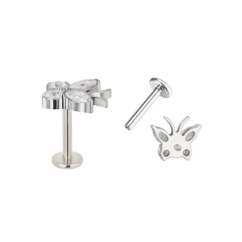Piercing Corporal de Titanio con Mariposa Espiral y Circonita
