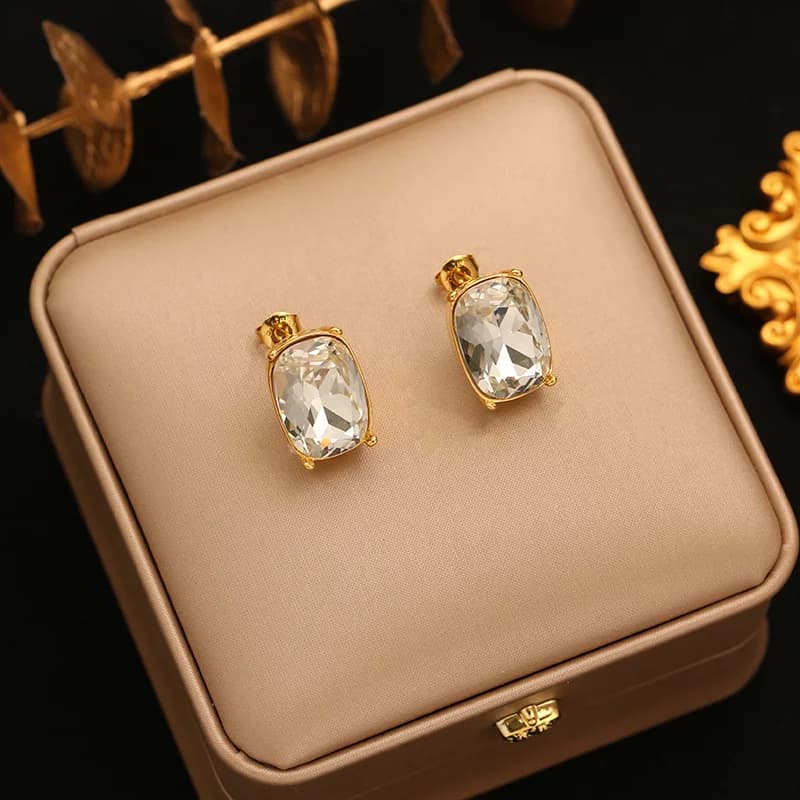Pendientes de Botón Mariposa Perla, Acero Inoxidable