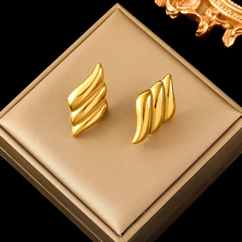Pendientes de Botón Corazón Geométrico Color Oro
