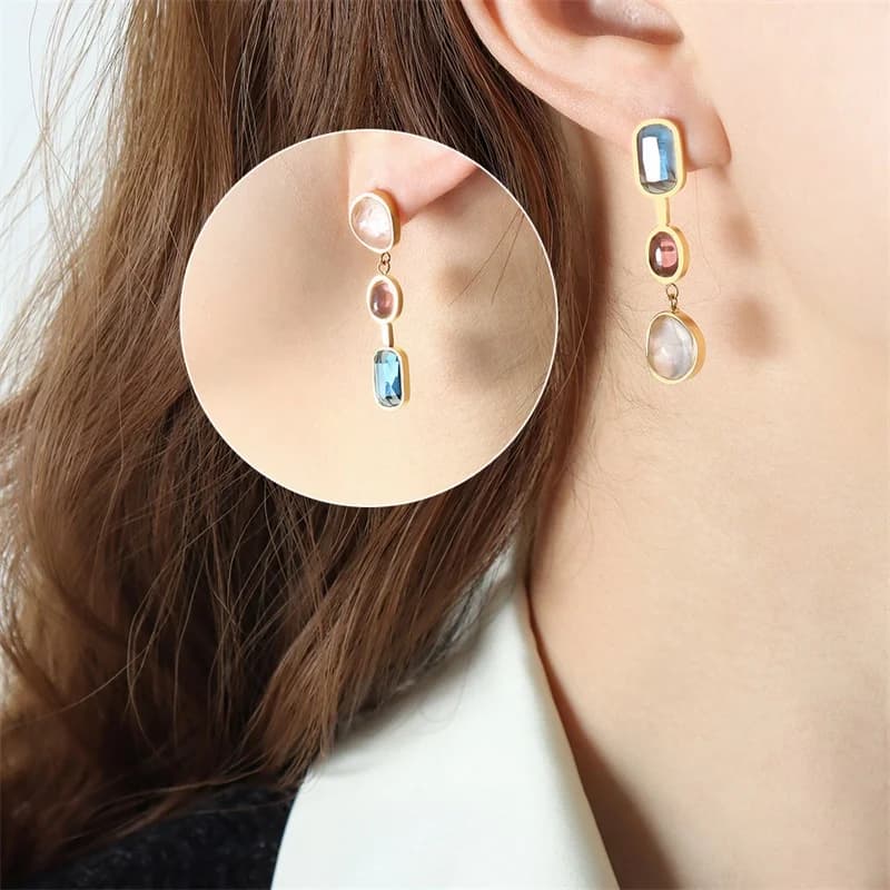 Pendientes de Cherry con Circonita, Acero Inoxidable Impermeable