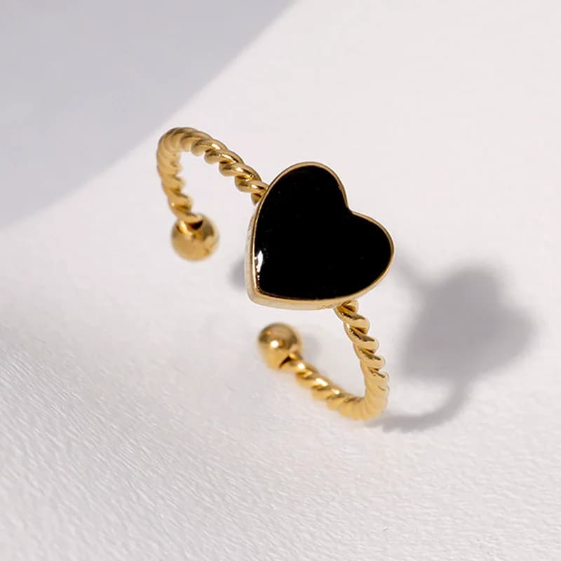 Anillo Ajustable de Acero Inoxidable con Forma de Corazón
