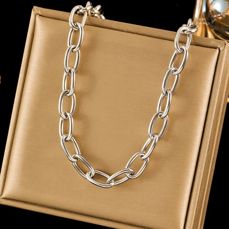 Set de Collar y Pulsera de Cadena Color Plata