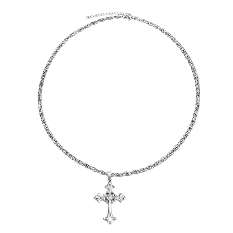 Collar con Colgante de Cruz de Metal