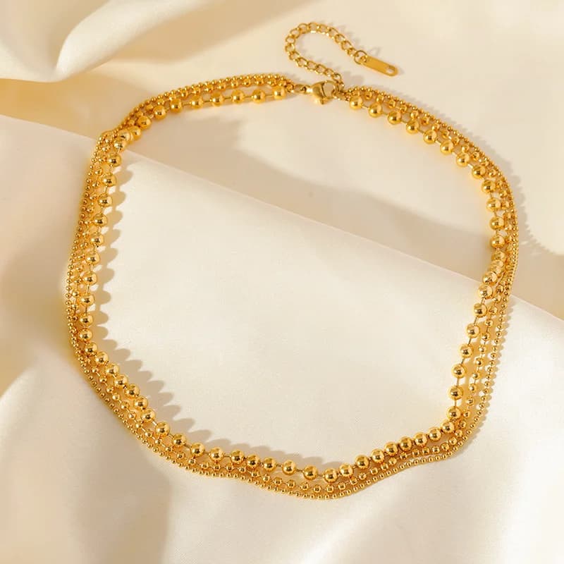 Collar Gargantilla Multicapa de Cadena Dorada