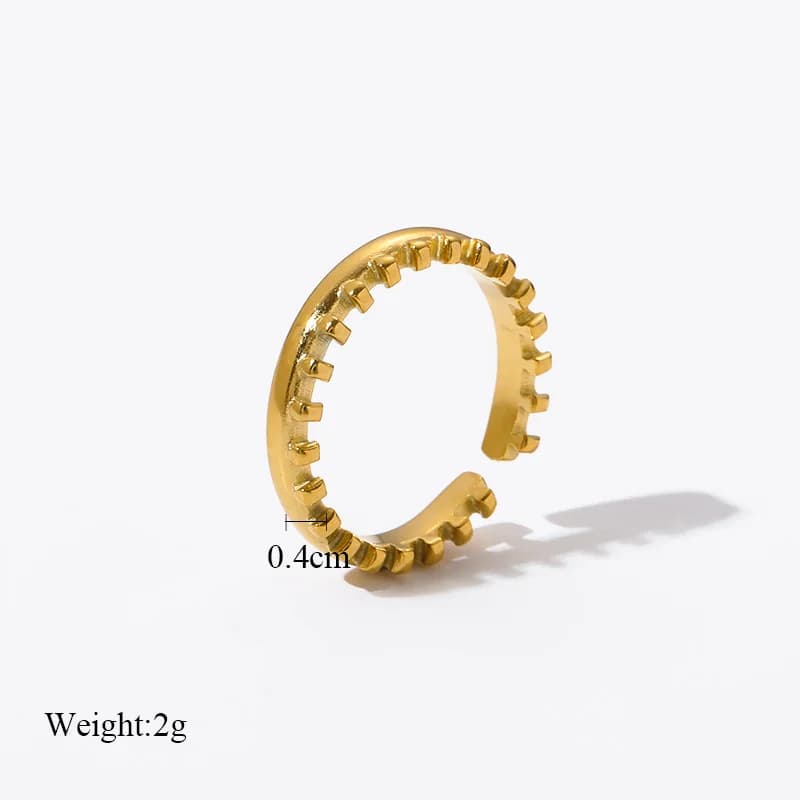 Anillo de acero inoxidable tipo cuff abierto para mujer