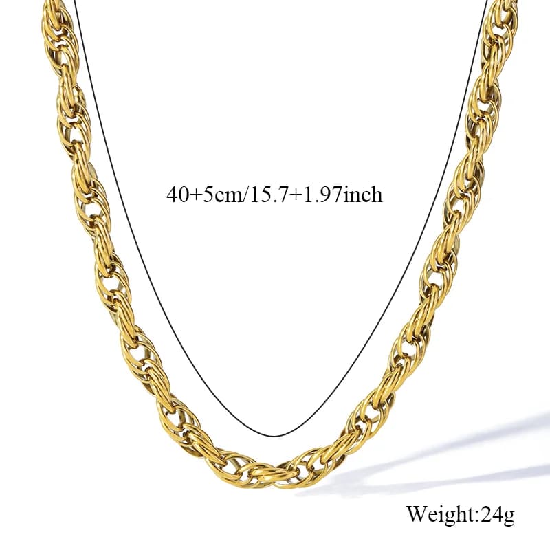 Collar de Gargantilla con Cadena Torcida, Baño de Oro