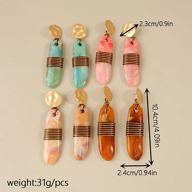 Pendientes Colgantes Bohemios de Resina